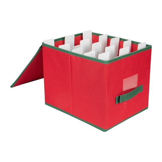 13" Red Christmas Ornament Storage Box